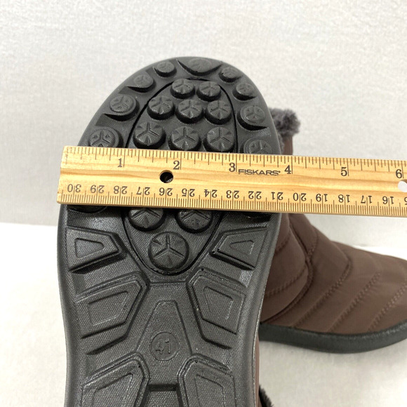 AB Snow Boots Womens Sz 10.5 EU 41 Brown Ankle Faux Fur Waterproof Flat Gorpcore - Picture 11 of 13